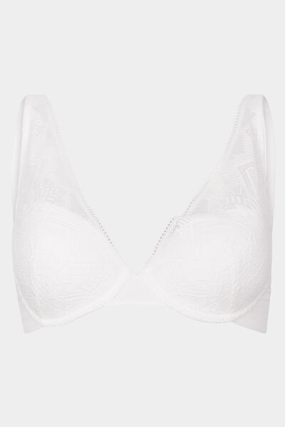 Soutien-gorge foulard dentelle à coques blanc femme