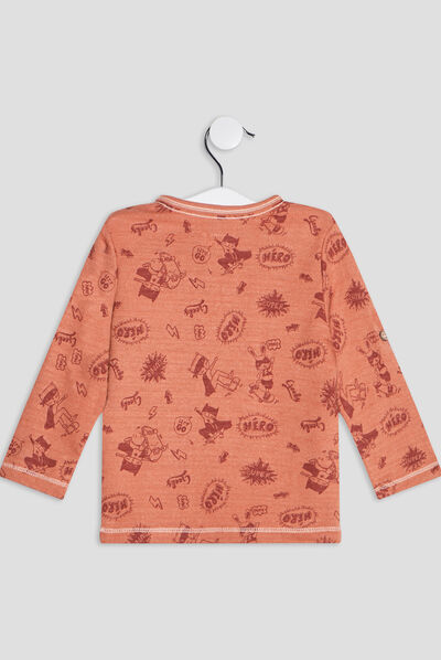 T-shirt manches longues Creeks orange fonce bébé garçon