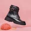 Boots &agrave; boucles et lacets noir fille