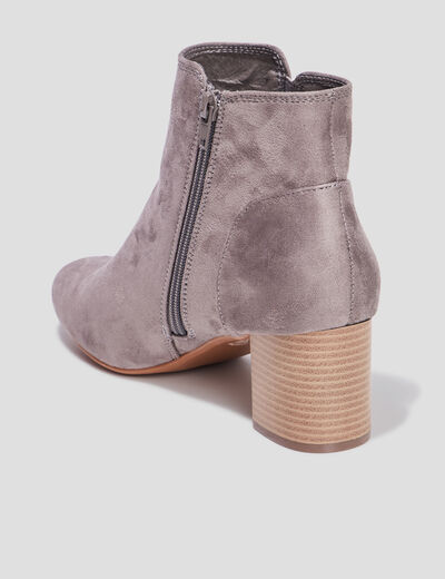 Bottines suédines à talons gris femme