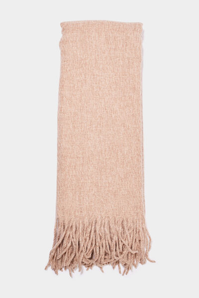 Écharpe unie à franges sable femme