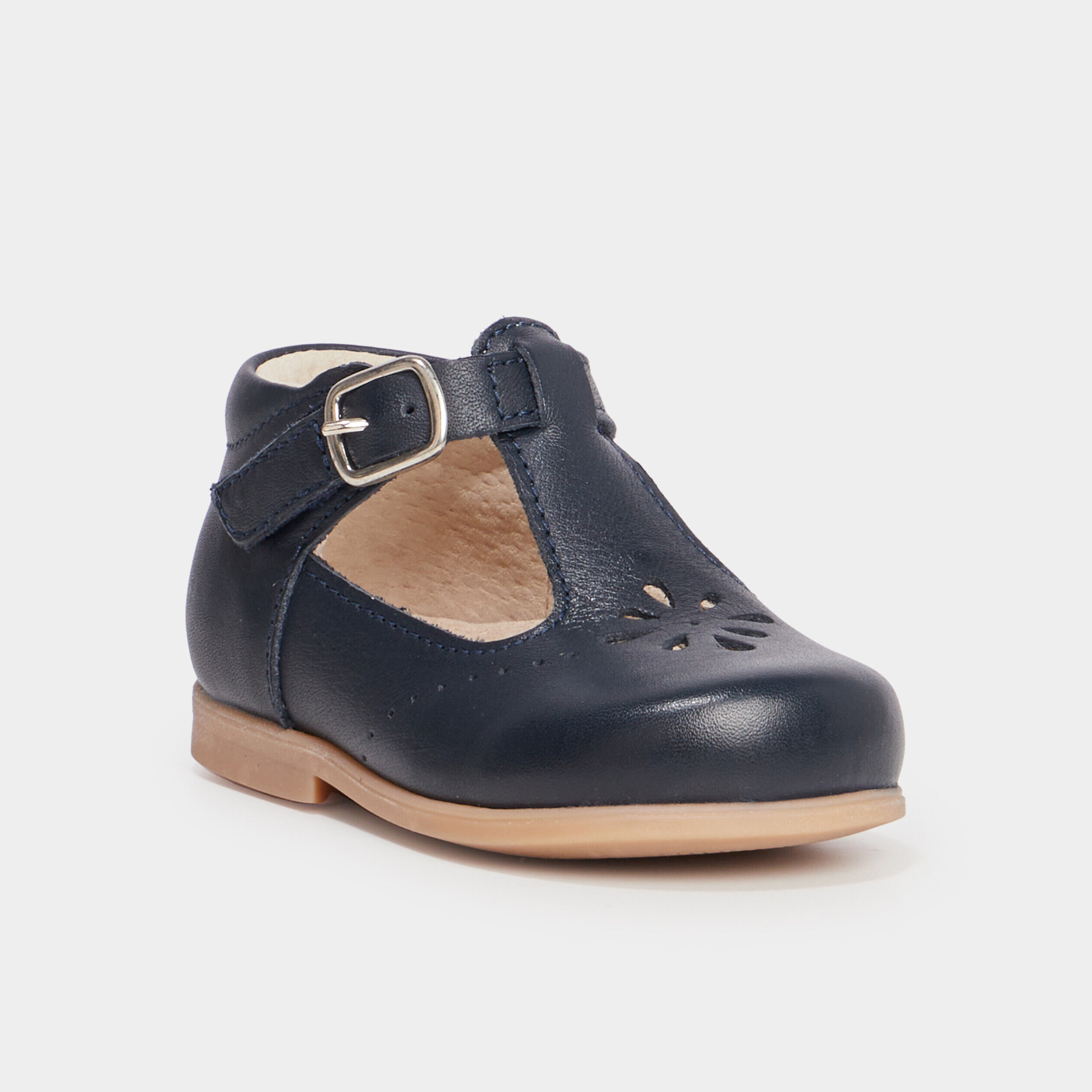 Chaussures salomé en cuir bleu bébé garçon PAT ET RIPATON