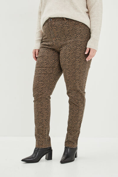 Pantalon slim beige femme grande taille