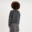 Pull col rond &agrave; sequins manches longues gris femme