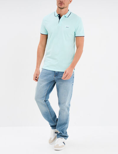 Polo avec broderie poitrine coton Creeks bleu turquoise homme