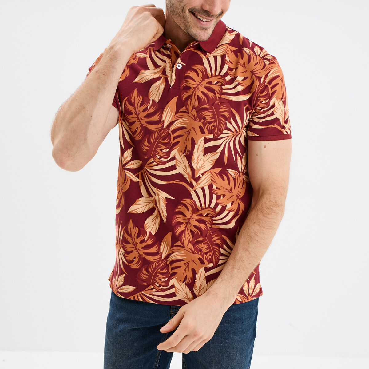 Polo jersey coton manches courtes bordeaux homme