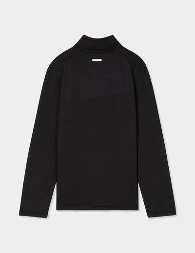 T-shirt sport col camionneur zipp&eacute; noir gar&ccedil;on