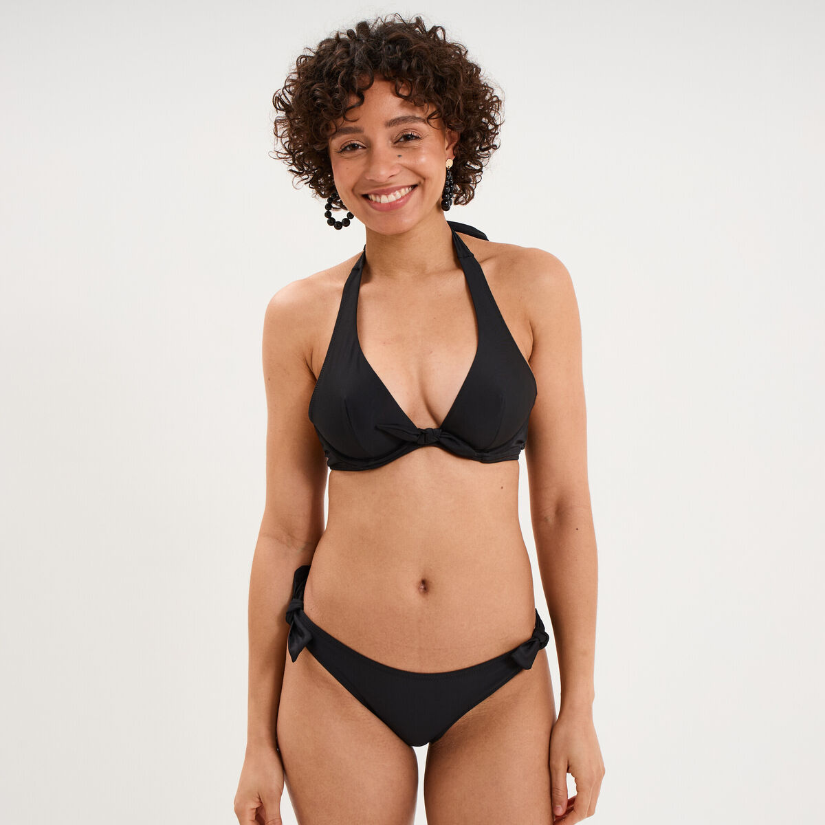 Haut de maillot de bain foulard &agrave; nouer noir femme