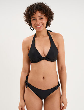 Haut de maillot de bain foulard &agrave; nouer noir femme