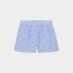 Short fluide coton lin taille élastiquée bleu femme