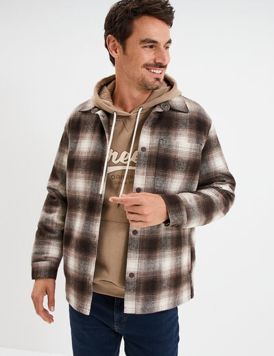 Surchemise 1 poche manches longues taupe homme