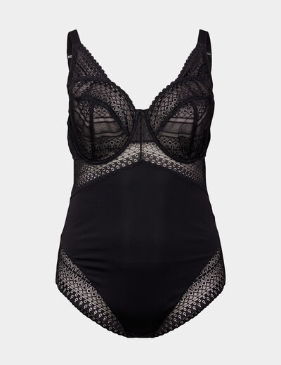 Body emboîtant à dentelle Irma noir femme grande taille