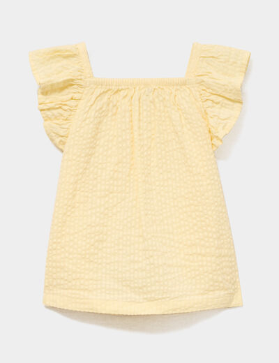Ensemble 2 pi&egrave;ces d&eacute;bardeur short coton jaune clair b&eacute;b&eacute; fille