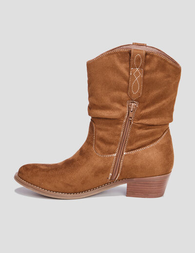 Boots hautes Santiags esprit western marron femme