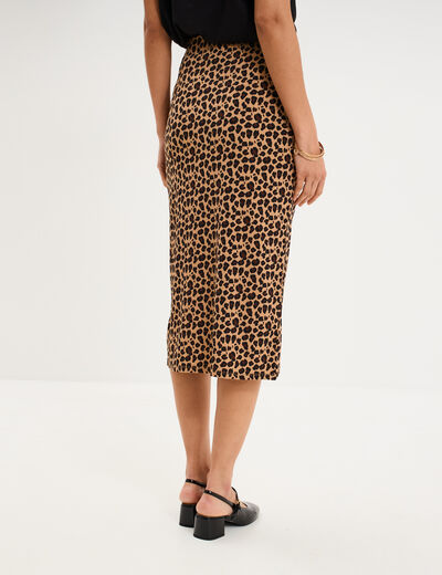 Jupe longue portefeuille beige femme