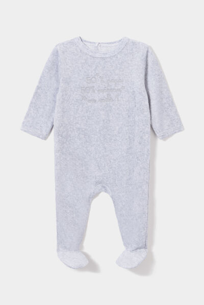 Dors-bien velours manches longues gris clair mixte
