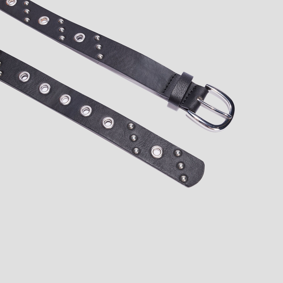 Ceinture &agrave; clous et oeillets noir femme
