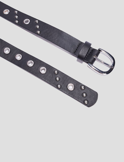 Ceinture &agrave; clous et oeillets noir femme