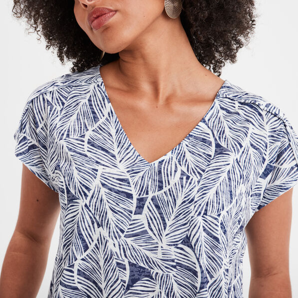 t shirt col en v manches courtes bleu gris femme T-shirt col en V manches courtes bleu gris femme