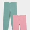 Lot 2 leggings coton vert kaki fille