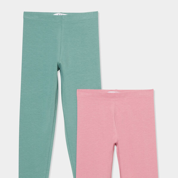lot 2 leggings coton vert kaki fille Lot 2 leggings coton vert kaki fille