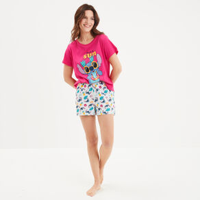 Ensemble pyjama Lilo et Stitch rose fushia femme