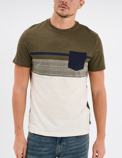 T-shirt manches courtes 1 poche Creeks vert kaki homme