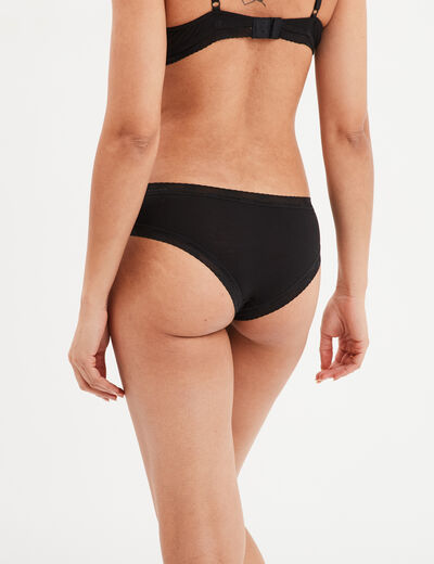 Culotte hipster côtelé avec dentelle noir femme