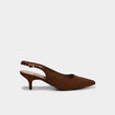 Escarpins slingback &agrave; talons aiguilles marron fonc&eacute; femme