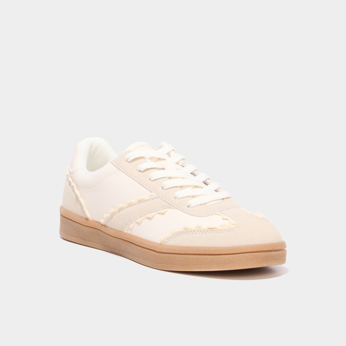 Tennis basses avec dentelle sable femme