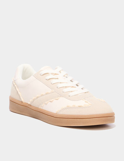 Tennis basses avec dentelle sable femme
