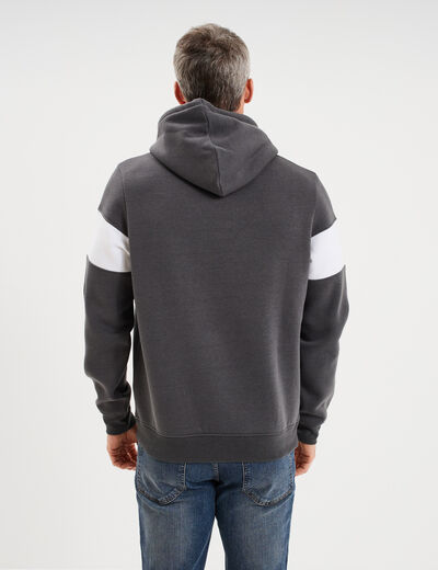 Sweat hoodie molleton manches longues gris fonc&eacute; homme