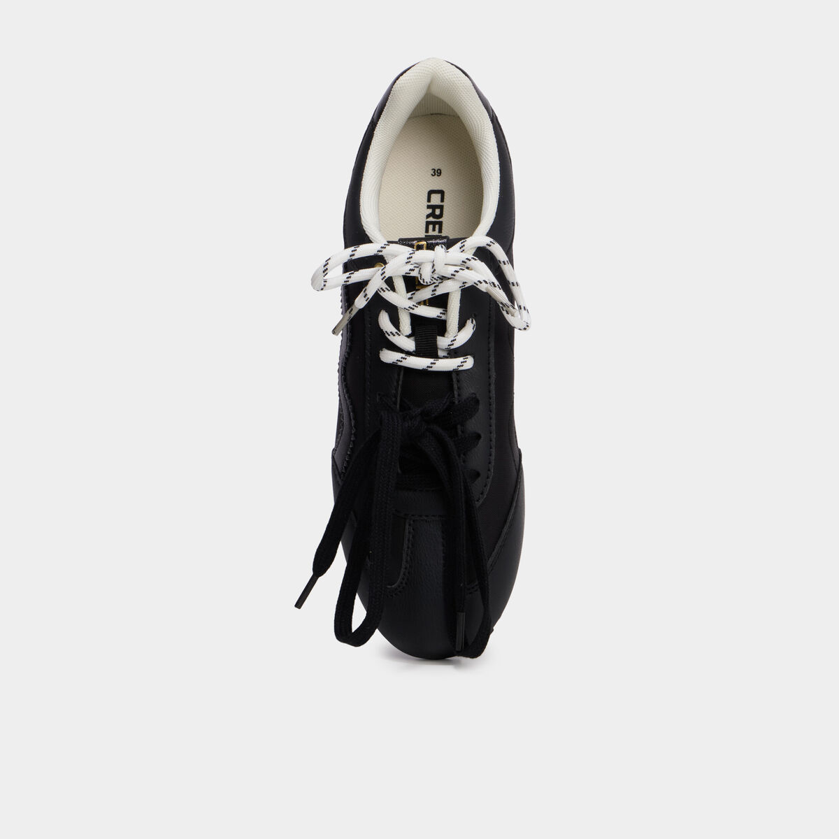 Baskets &agrave; lacets doubles semelle fine noir femme