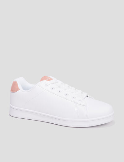 Tennis basses à lacets bout rond rose femme