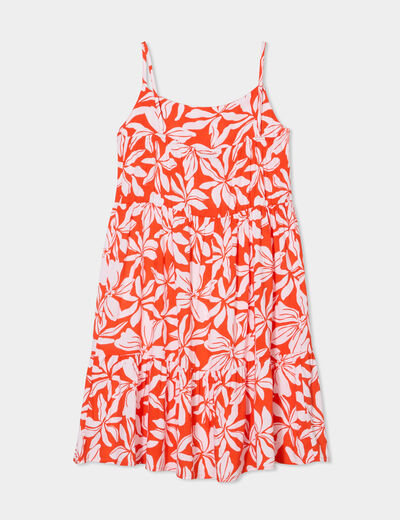 Robe avec bretelles courte orange fille