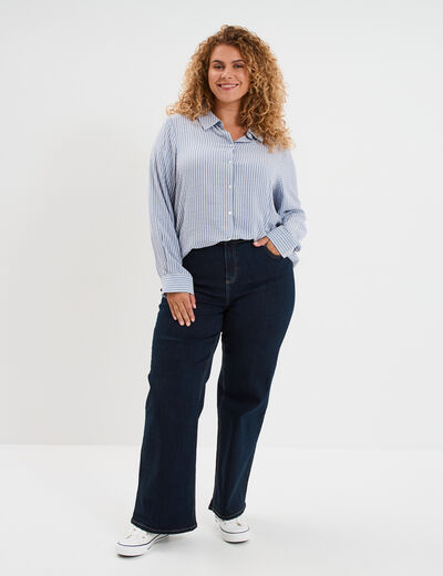 Chemise manches longues bleu marine femme grande taille