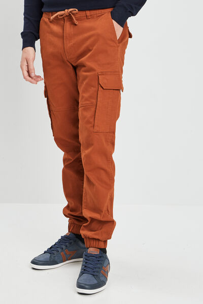 Pantalon cargo à coulisse marron cognac homme