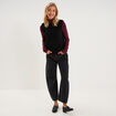 Pull sans manches col rond noir femme
