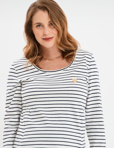 T-shirt allaitement manches longues ecru femme maternité