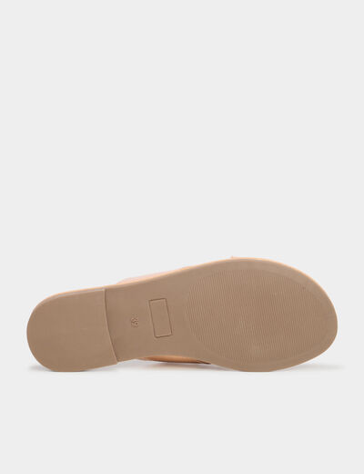 Mules brides larges crois&eacute;es rose champagne femme
