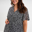 Robe courte col tunisien manches courtes noir femme grande taille