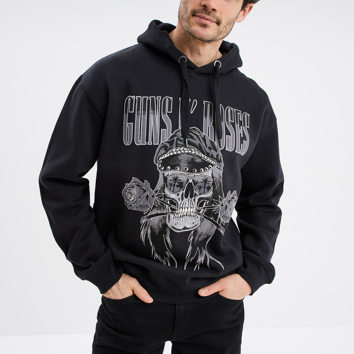 Sweat hoodie &agrave; capuche Guns N' Roses noir homme