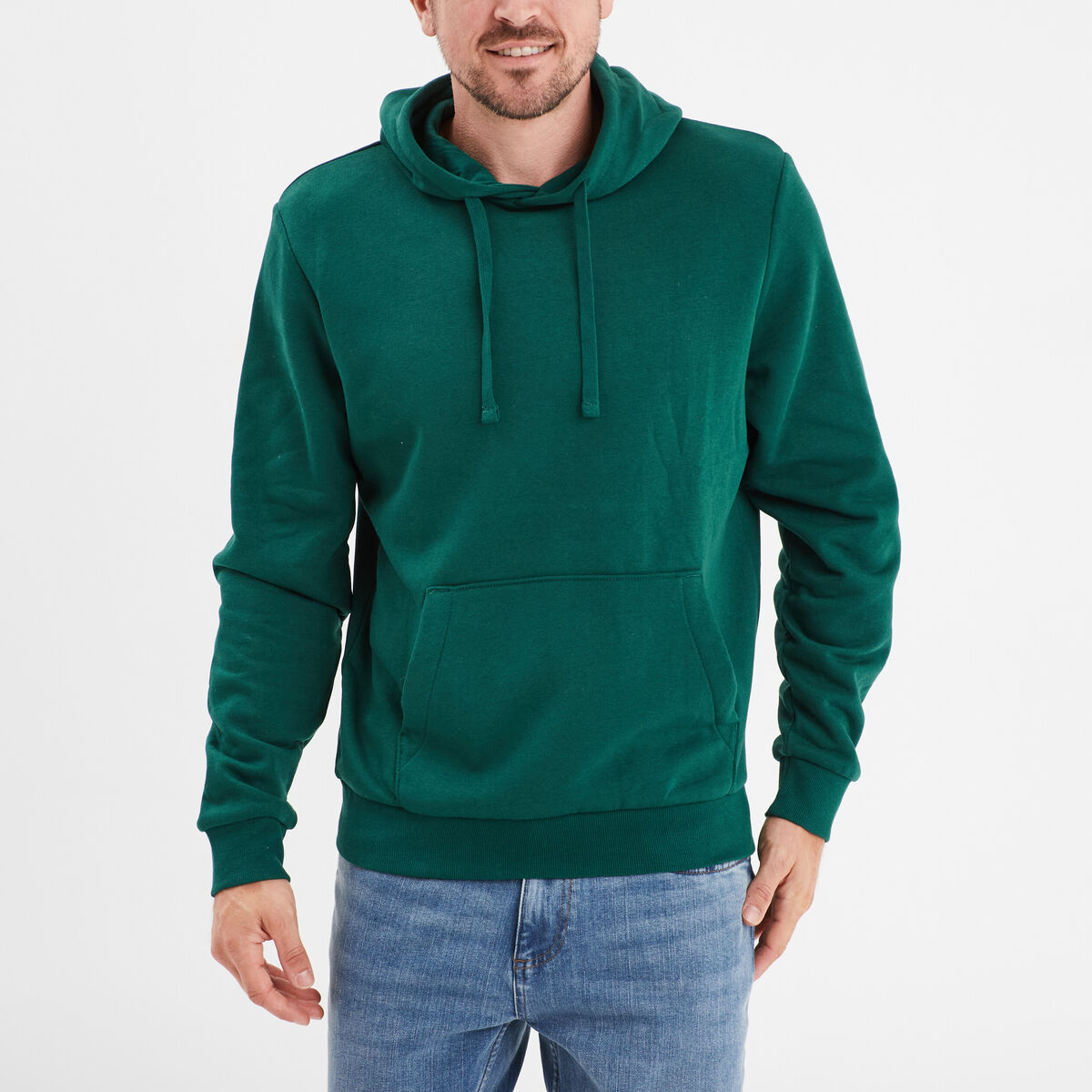 Sweat molleton à capuche hoodie vert foncé homme