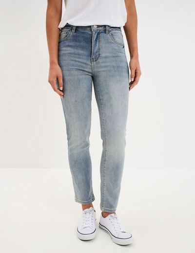 Jean stretch slim 7/8 &egrave;me denim double stone femme