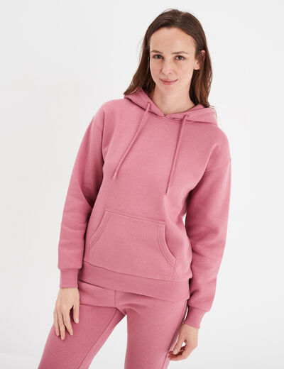 Sweat hoodie molleton à capuche vieux rose femme