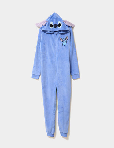 Combinaison pyjama effet velours Stitch bleu femme