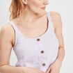 Blouse en lin bretelles larges parme femme