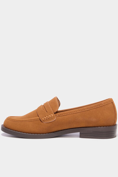 Mocassins effet su&eacute;dine marron femme
