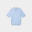 Pull col polo manches courtes bleu femme