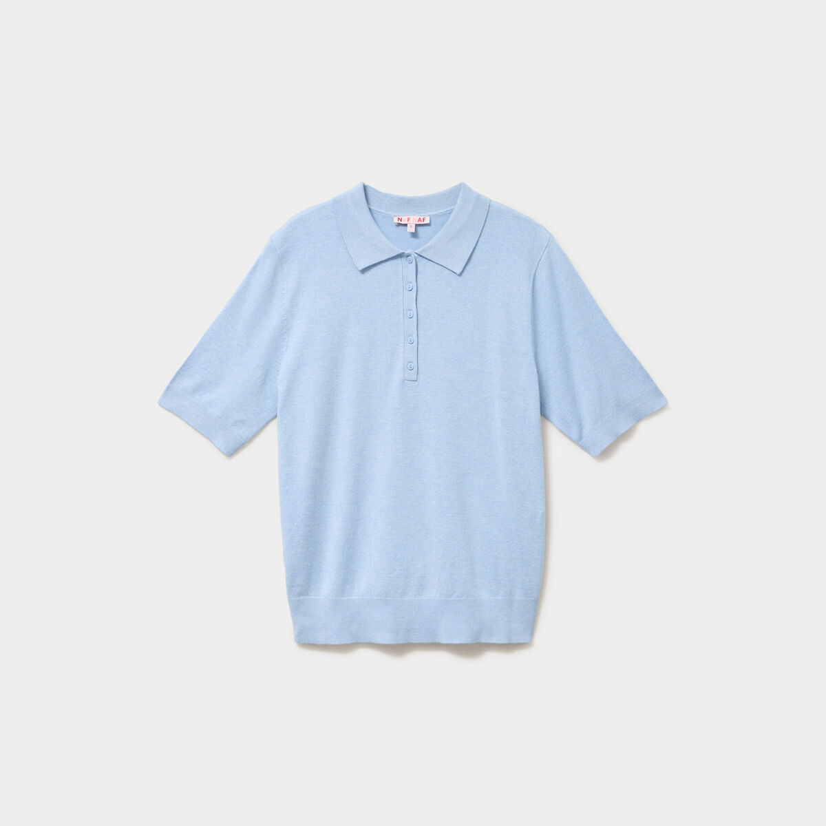 Pull col polo manches courtes bleu femme